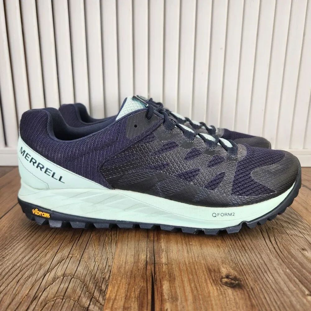 Merrell Antora 2 Womens Sz 10 Navy Blue Green Vibram Trail Running Shoes J066844